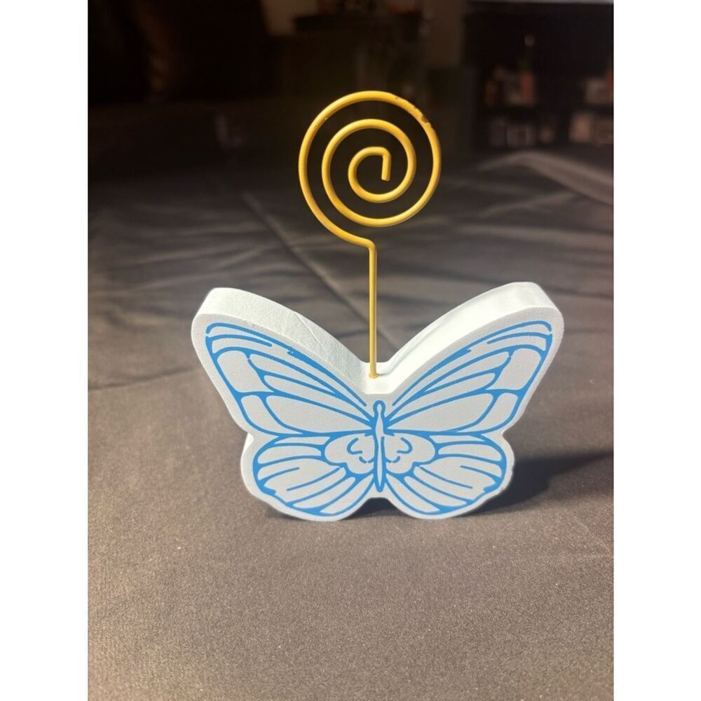 New Dolly Butterfly Photo/Card Holder - White and Blue